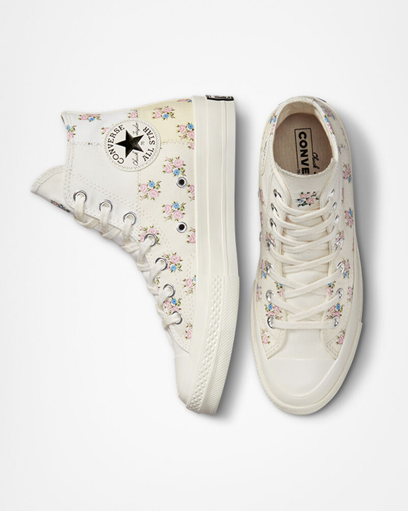 Dámské Vysoké Converse ​Chuck 70 Patchwork Floral Bílé | 7032-SQZUK