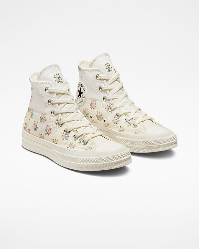 Dámské Vysoké Converse ​Chuck 70 Patchwork Floral Bílé | 7032-SQZUK