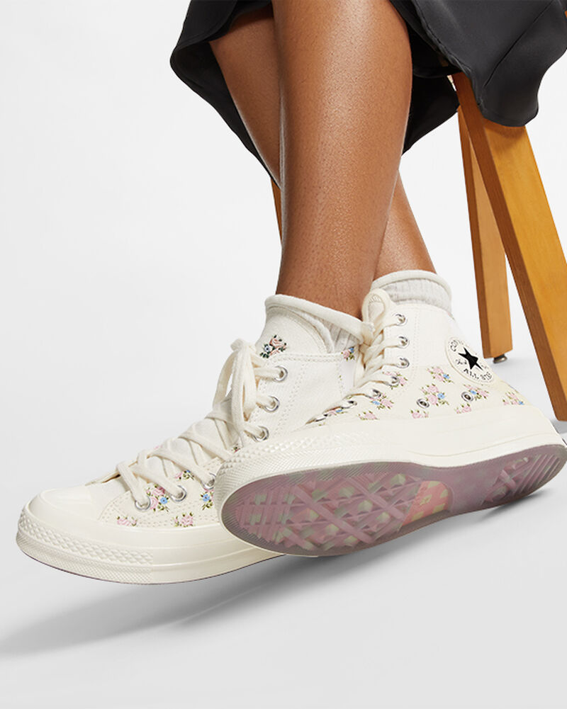 Dámské Vysoké Converse ​Chuck 70 Patchwork Floral Bílé | 7032-SQZUK