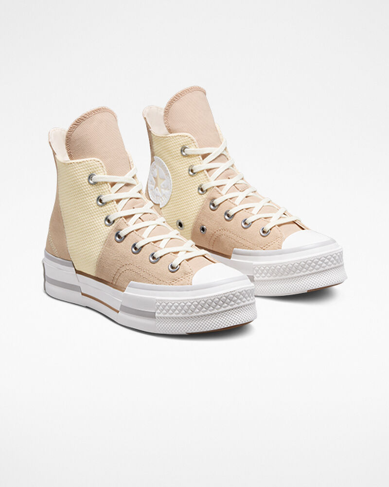 Dámské Vysoké Converse ​Chuck 70 Plus Colorblock Oat Milk/Soft Dune | 9360-GHQUX
