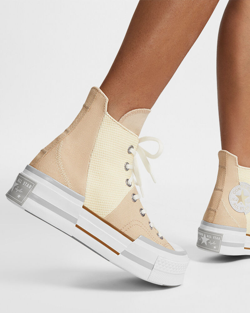 Dámské Vysoké Converse ​Chuck 70 Plus Colorblock Oat Milk/Soft Dune | 9360-GHQUX