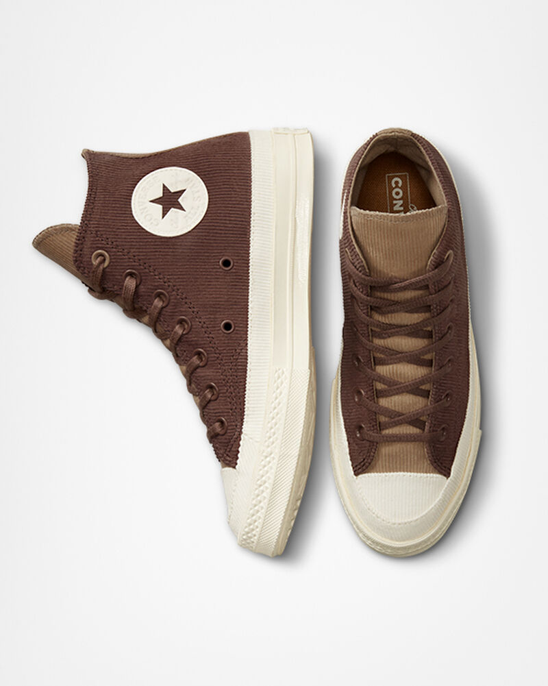 Dámské Vysoké Converse ​Chuck 70 Stretch Corduroy Hnědé Hnědožlutý | 2049-YBADG