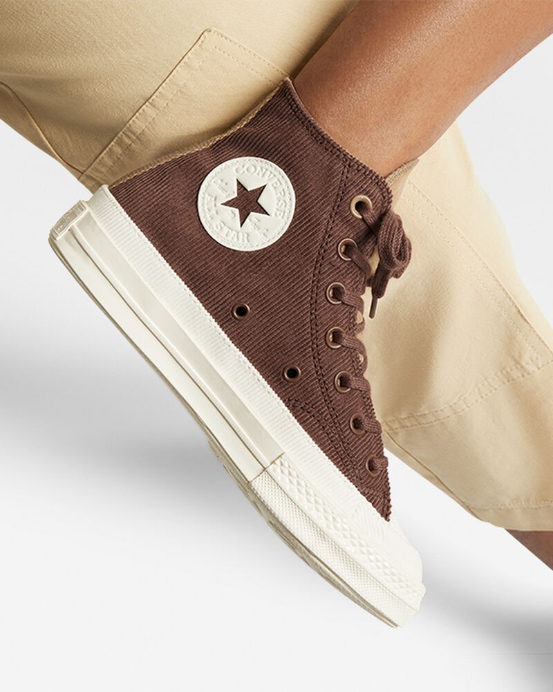 Dámské Vysoké Converse ​Chuck 70 Stretch Corduroy Hnědé Hnědožlutý | 2049-YBADG