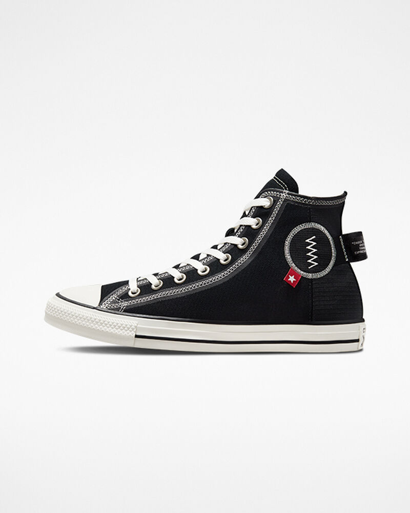 Dámské Vysoké Converse ​Chuck Taylor All Star Logo Tag Unisex Černé Černé | 0276-RDAXJ