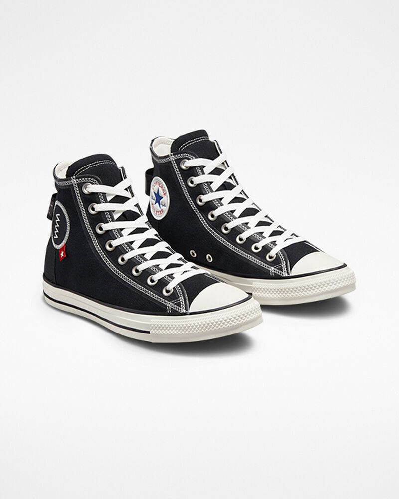 Dámské Vysoké Converse ​Chuck Taylor All Star Logo Tag Unisex Černé Černé | 0276-RDAXJ