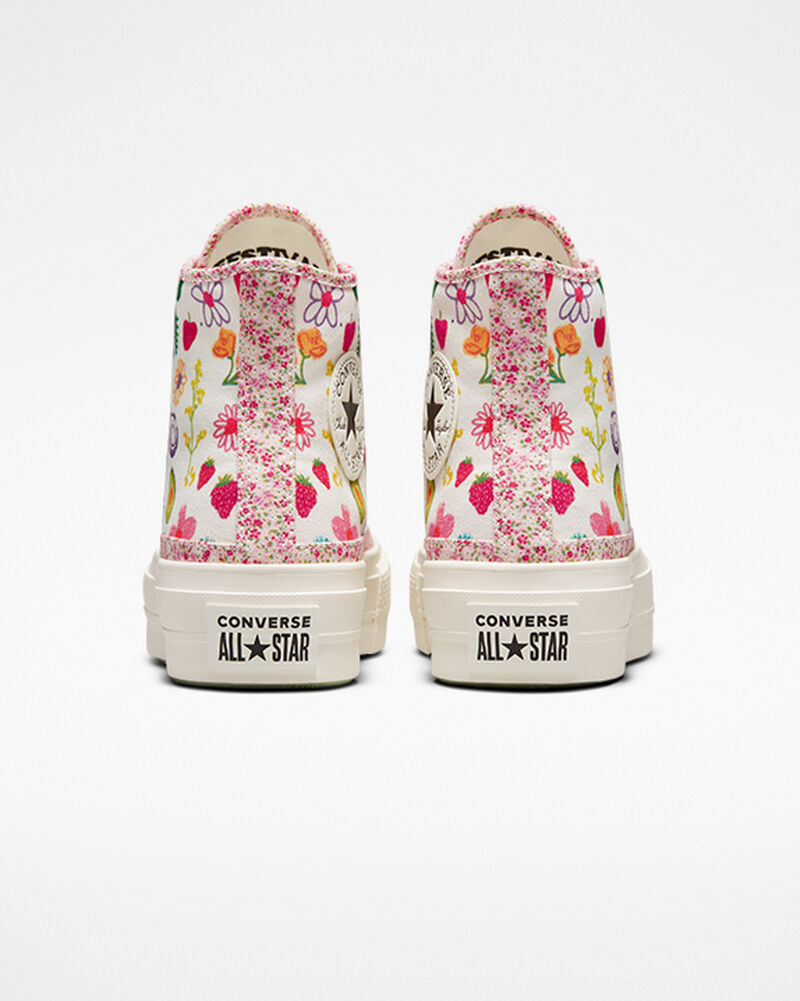 Dámské Vysoké Converse ​Chuck Taylor All Star Lift Fruits & Florals Zelene | 0427-OUCKF