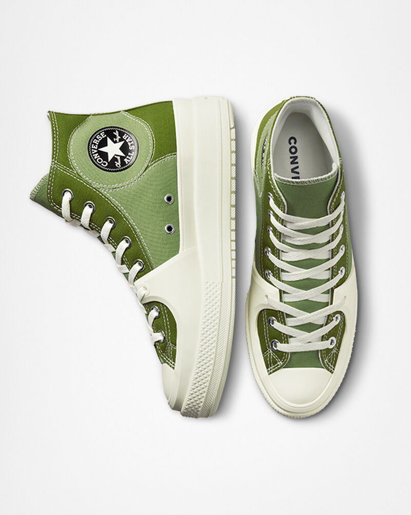 Dámské Vysoké Converse ​Chuck Taylor All Star Construct Colorblock Unisex Zelene | 0598-QHFSV