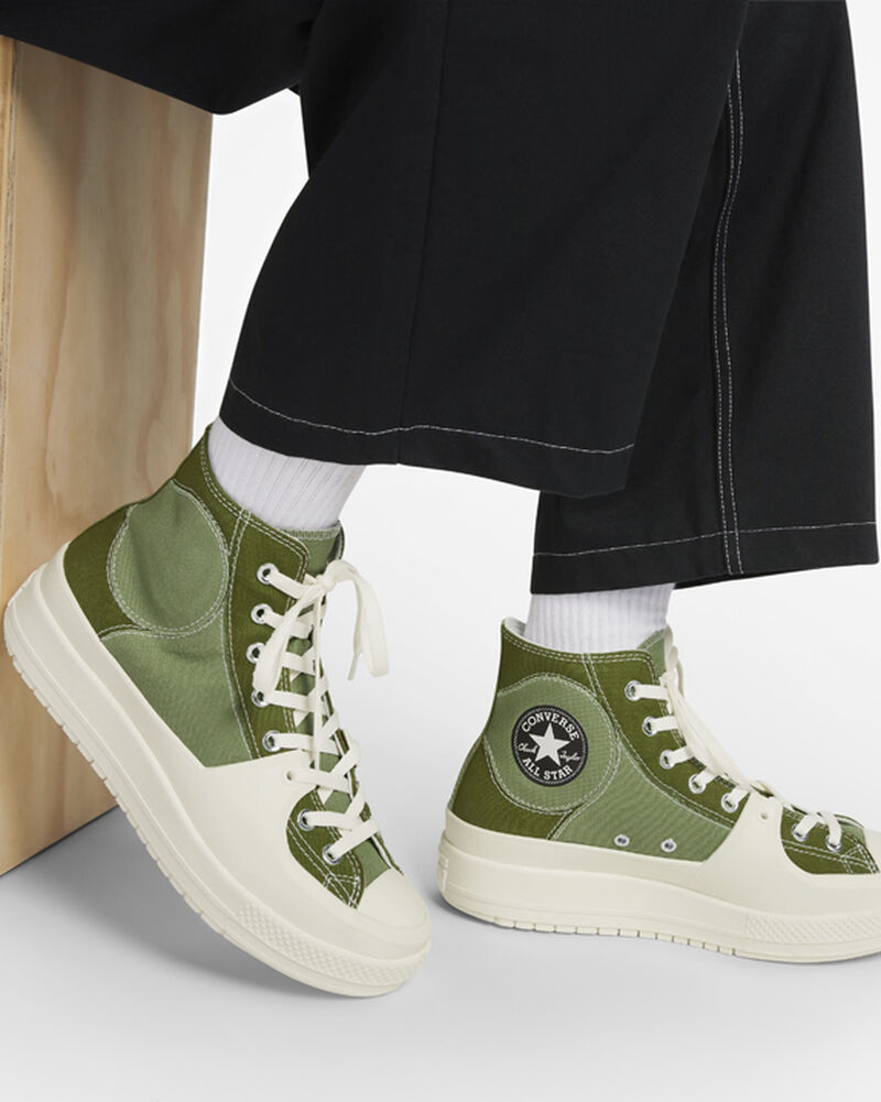 Dámské Vysoké Converse ​Chuck Taylor All Star Construct Colorblock Unisex Zelene | 0598-QHFSV