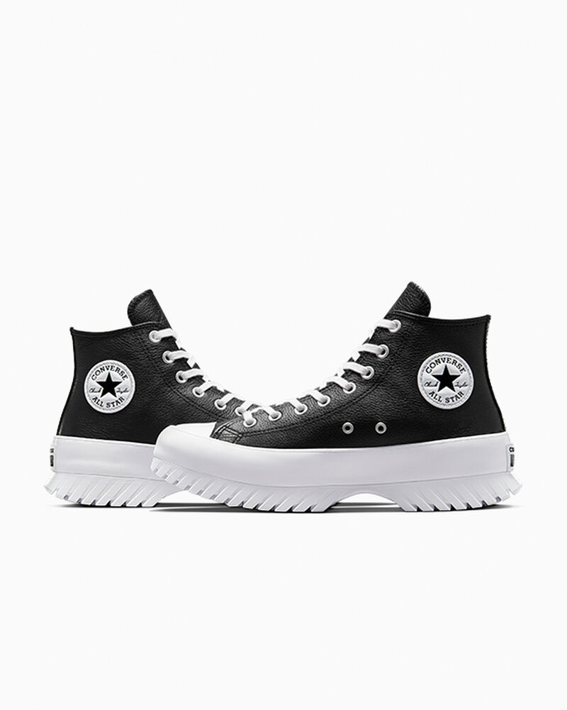 Dámské Vysoké Converse ​Chuck Taylor All Star Lugged 2.0 Læder Černé Bílé | 0648-VPTBH