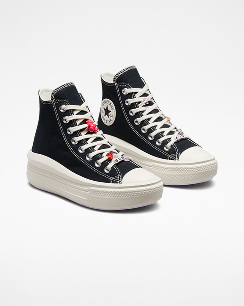 Dámské Vysoké Converse ​Chuck Taylor All Star Move DIY Beads Černé Fialové | 0657-DPFNE