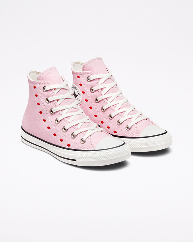 Dámské Vysoké Converse ​Chuck Taylor All Star Embroidered Lips Růžové Bílé | 08726-ULES