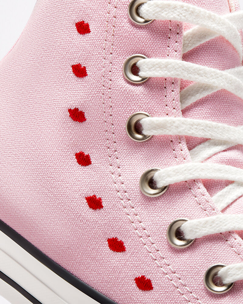Dámské Vysoké Converse ​Chuck Taylor All Star Embroidered Lips Růžové Bílé | 08726-ULES