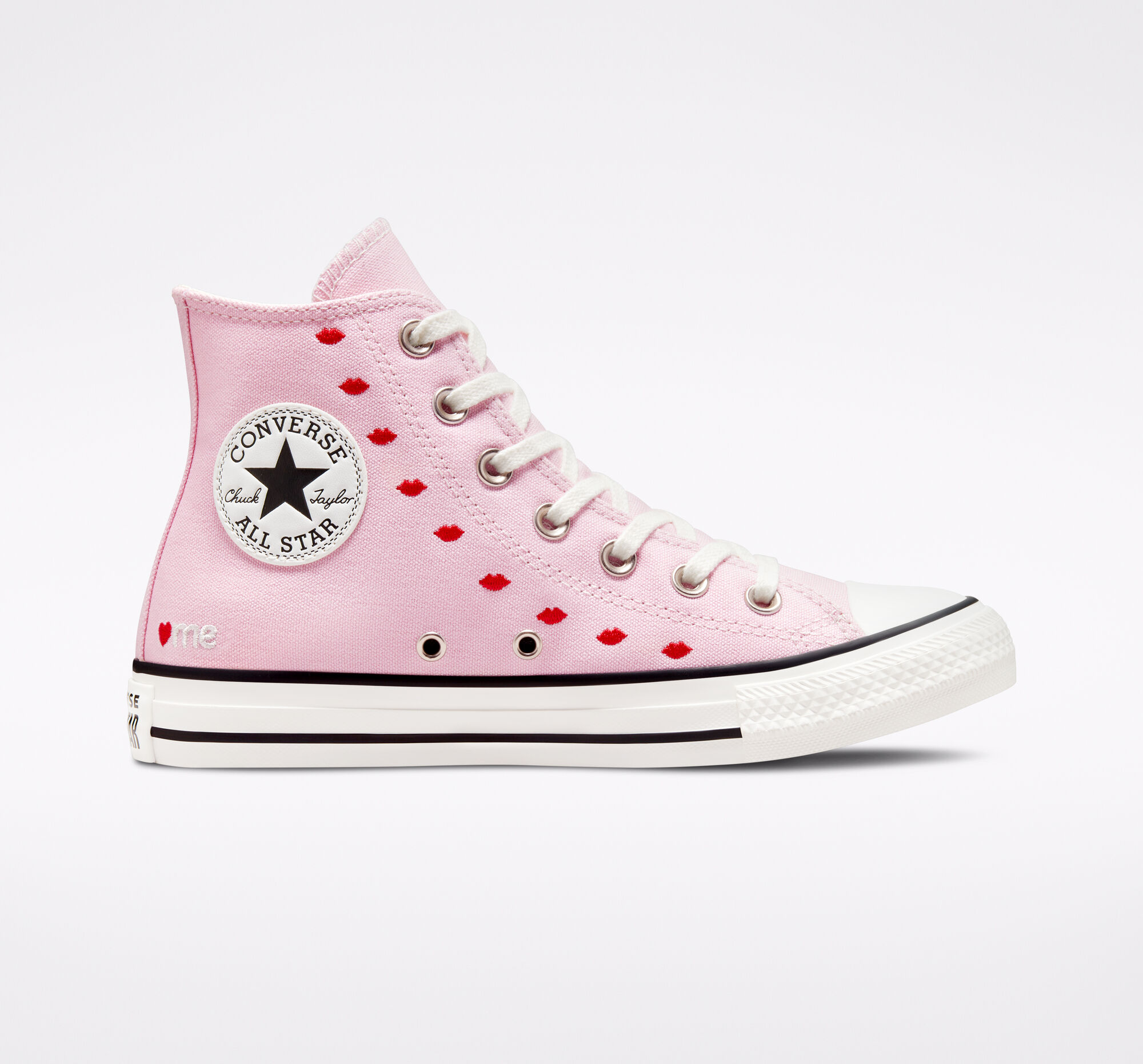 Dámské Vysoké Converse ​Chuck Taylor All Star Embroidered Lips Růžové Bílé | 08726-ULES