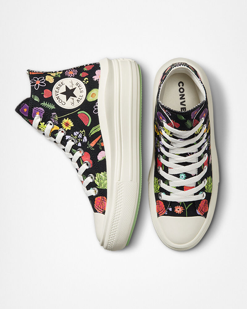 Dámské Vysoké Converse ​Chuck Taylor All Star Move Fruits & Florals Černé Zelene | 0931-SILOT