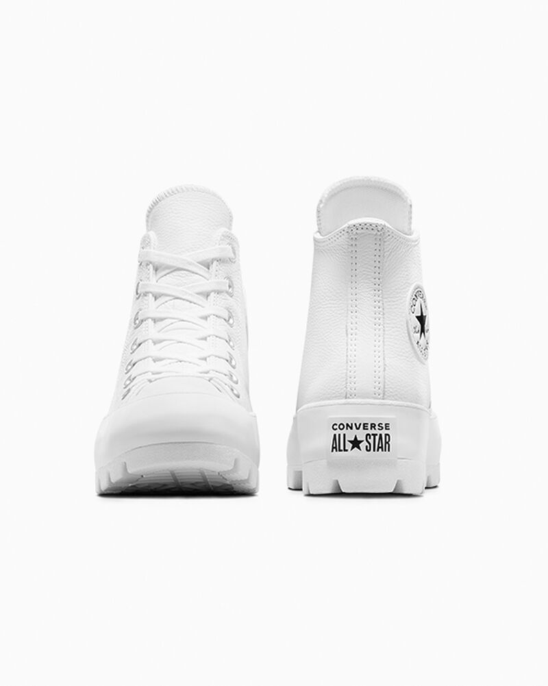Dámské Vysoké Converse ​Chuck Taylor All Star Lugged Læder Bílé Černé Bílé | 1498-NSEZD