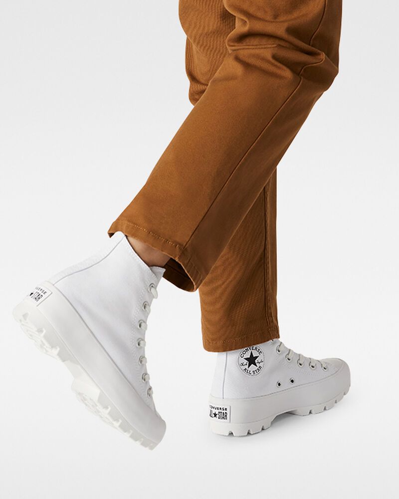 Dámské Vysoké Converse ​Chuck Taylor All Star Lugged Bílé Černé Bílé | 1867-NSGXF