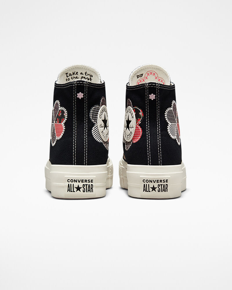 Dámské Vysoké Converse ​Chuck Taylor All Star Lift Crafted Patchwork Černé Červené | 1905-EIWLK