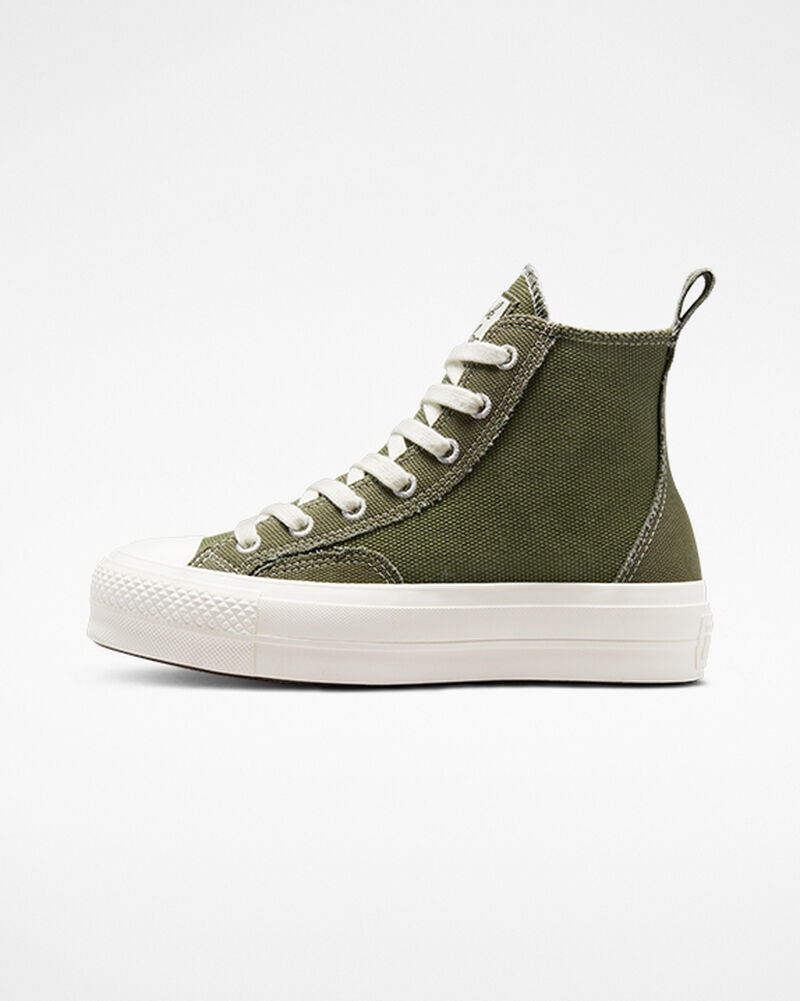 Dámské Vysoké Converse ​Chuck Taylor All Star Lift Oversized Patch Utility/Egret/Egret | 2147-AIGWN