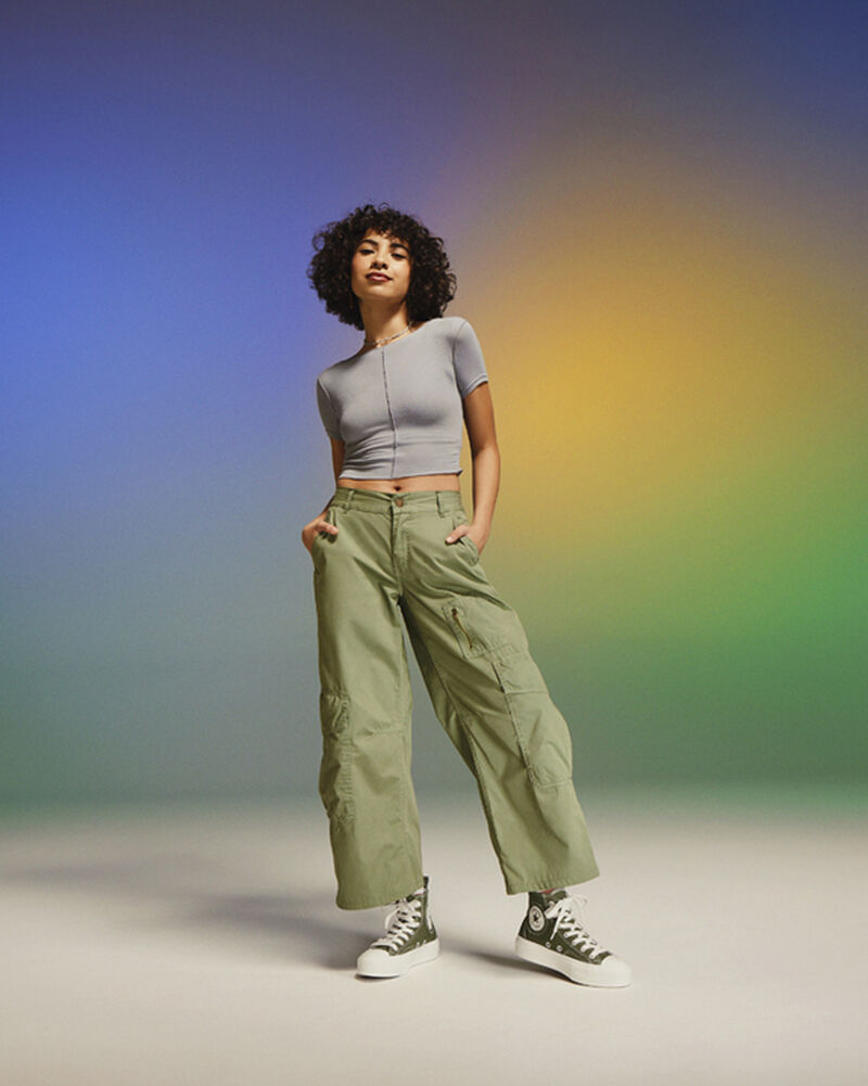 Dámské Vysoké Converse ​Chuck Taylor All Star Lift Oversized Patch Utility/Egret/Egret | 2147-AIGWN
