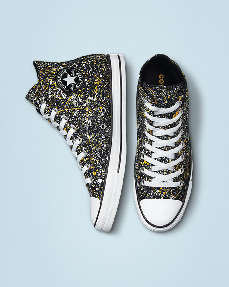 Dámské Vysoké Converse ​Chuck Taylor All Star Archive Paint Splatter Unisex Černé Bílé | 2385-NJZFT