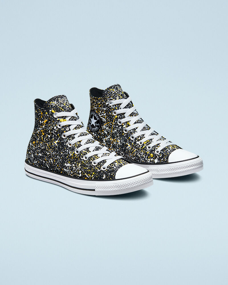 Dámské Vysoké Converse ​Chuck Taylor All Star Archive Paint Splatter Unisex Černé Bílé | 2385-NJZFT