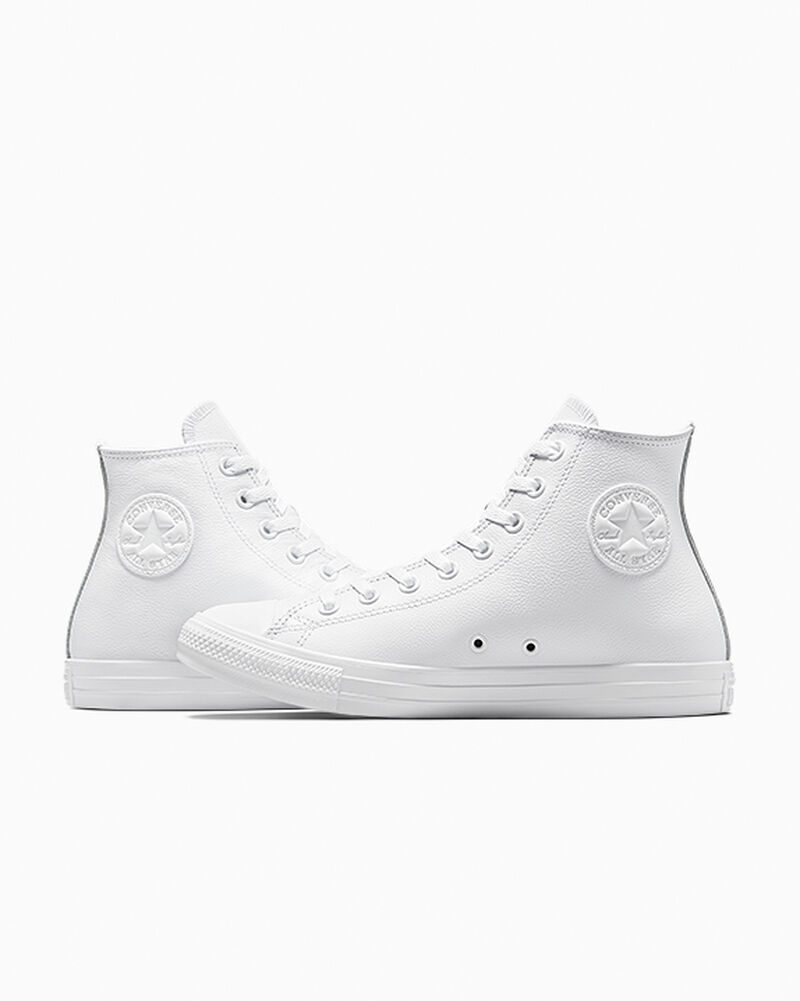Dámské Vysoké Converse ​Chuck Taylor All Star Læder Unisex Bílé | 3142-OJCMR