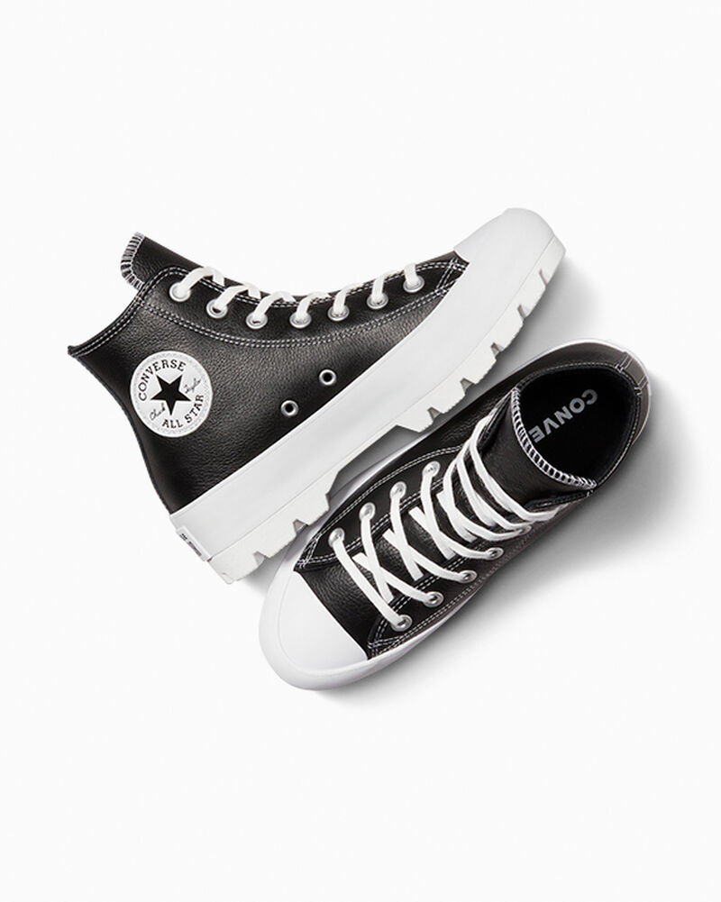 Dámské Vysoké Converse ​Chuck Taylor All Star Lugged Læder Černé Bílé Bílé | 3168-VKOPL