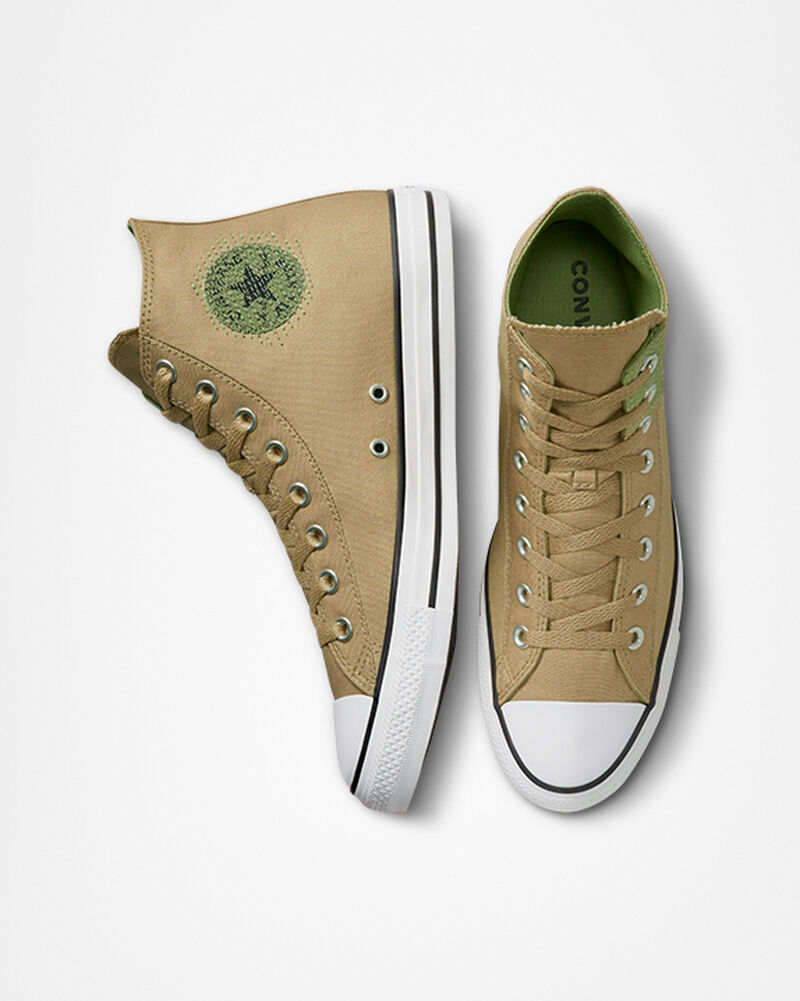 Dámské Vysoké Converse ​Chuck Taylor All Star Stitched Patch Unisex Hnědožlutý | 3408-LNYKM