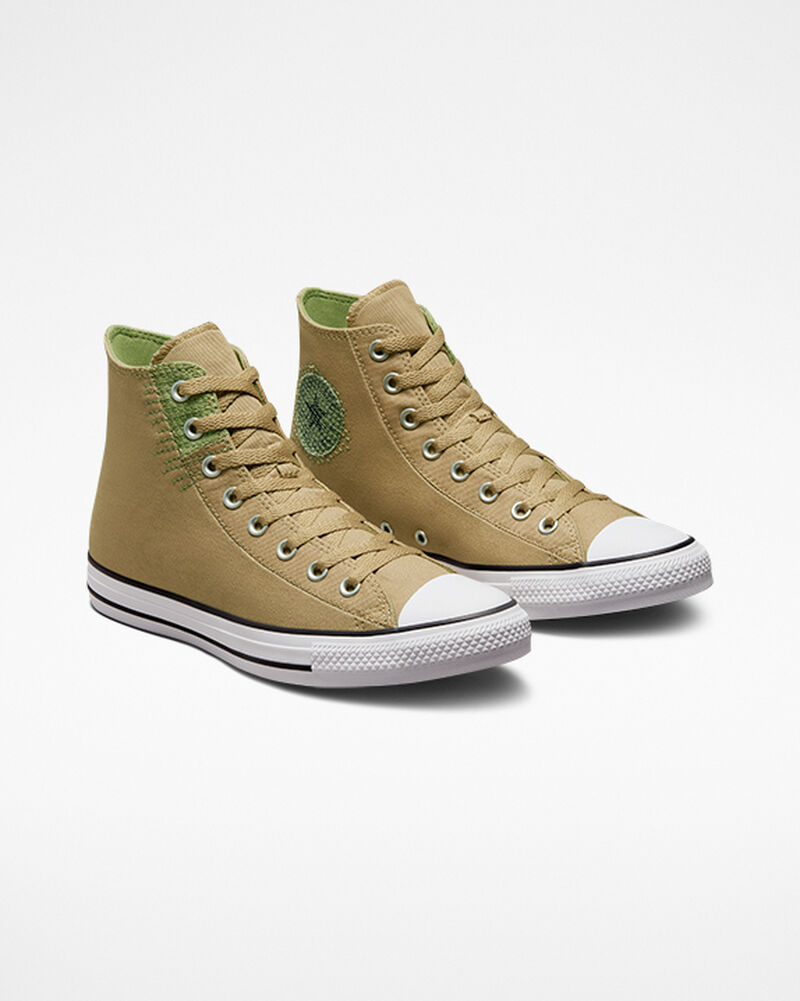 Dámské Vysoké Converse ​Chuck Taylor All Star Stitched Patch Unisex Hnědožlutý | 3408-LNYKM
