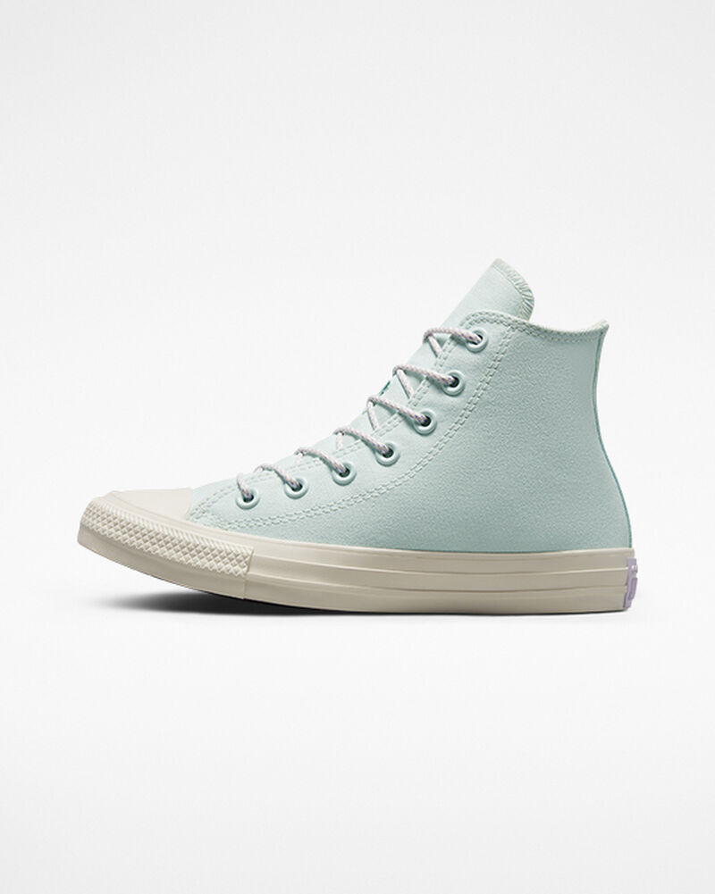 Dámské Vysoké Converse ​Chuck Taylor All Star Stitched Patch Světle Tyrkysové Bílé Fialové | 3501-OCDXL