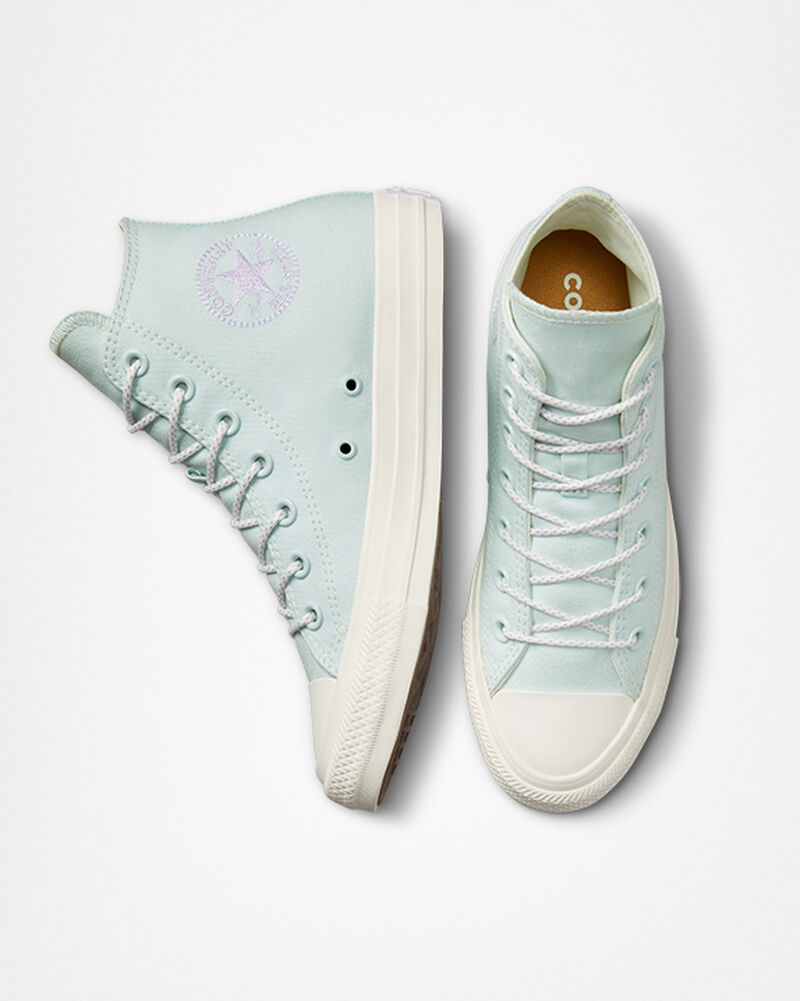 Dámské Vysoké Converse ​Chuck Taylor All Star Stitched Patch Světle Tyrkysové Bílé Fialové | 3501-OCDXL