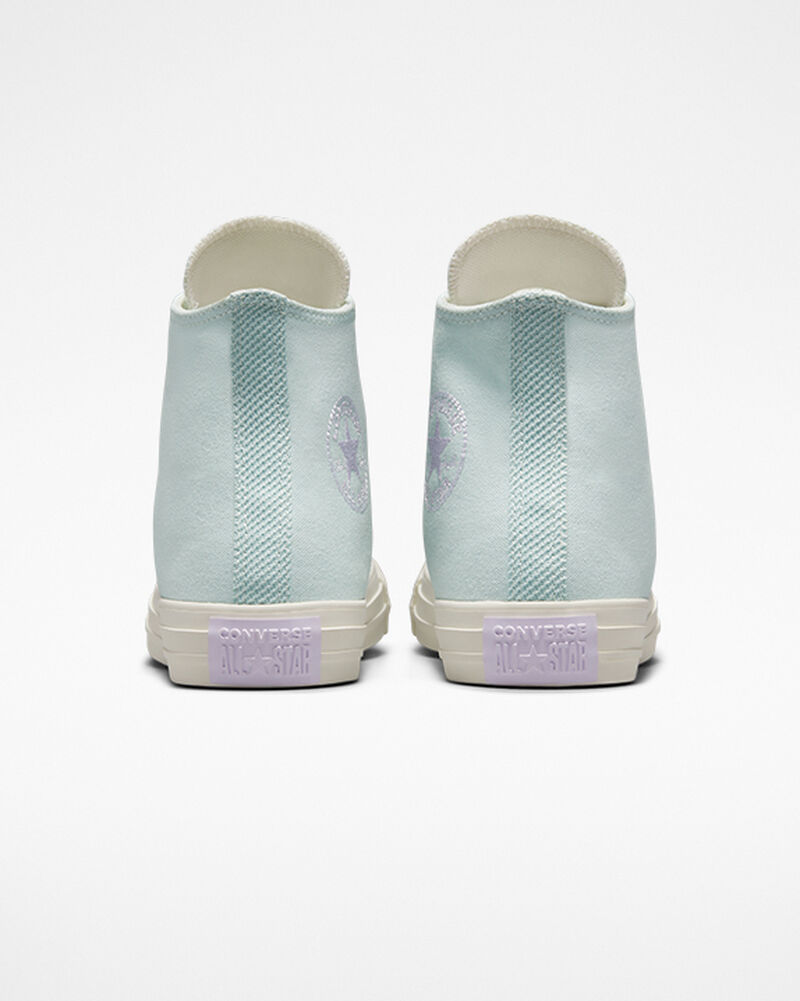 Dámské Vysoké Converse ​Chuck Taylor All Star Stitched Patch Světle Tyrkysové Bílé Fialové | 3501-OCDXL