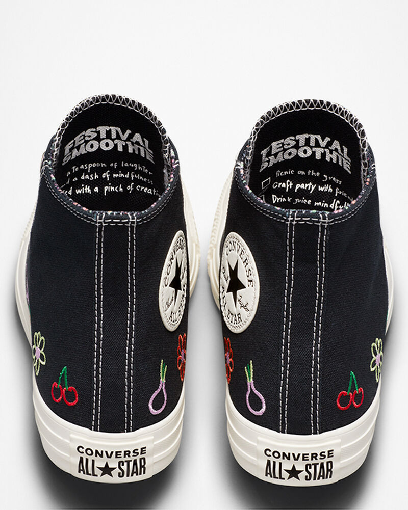 Dámské Vysoké Converse ​Chuck Taylor All Star Festival Embroidered Fruits & Florals Černé Černé Zelene | 3716-JGSVT