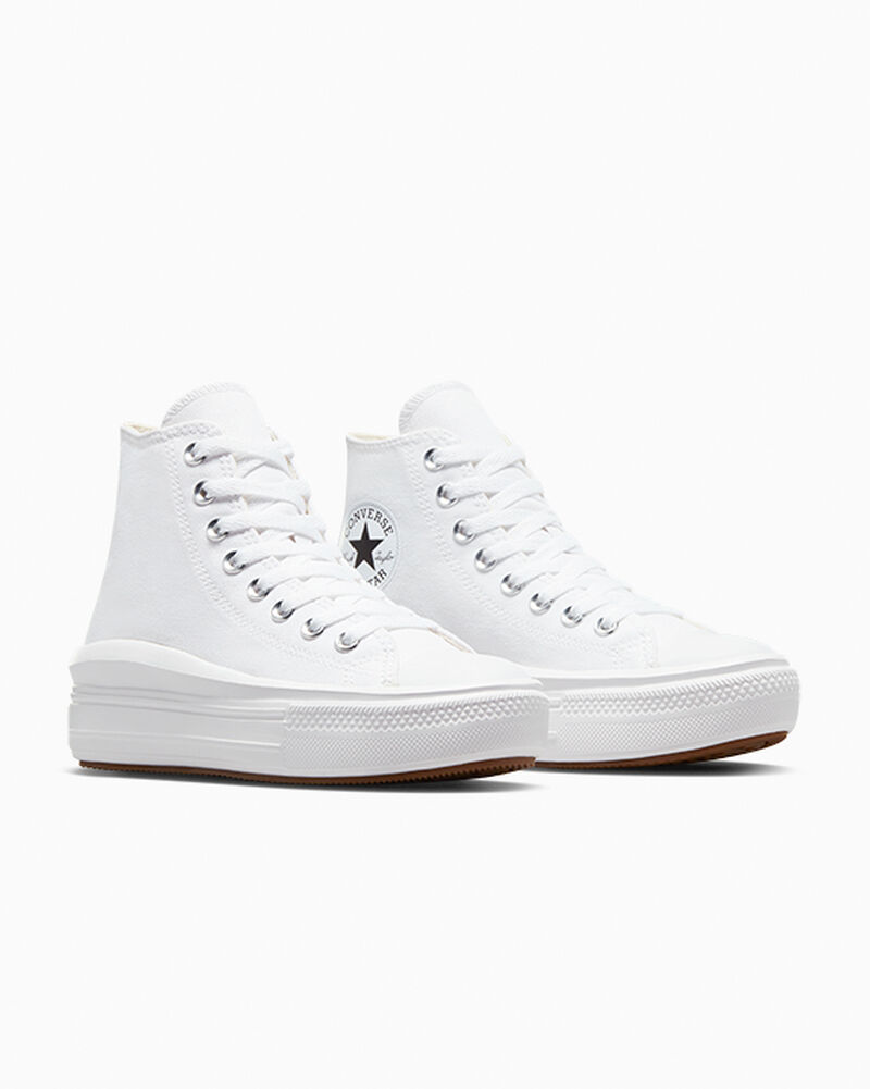 Dámské Vysoké Converse ​Chuck Taylor All Star Move Bílé Béžový Bílé Černé | 4217-WYCDN
