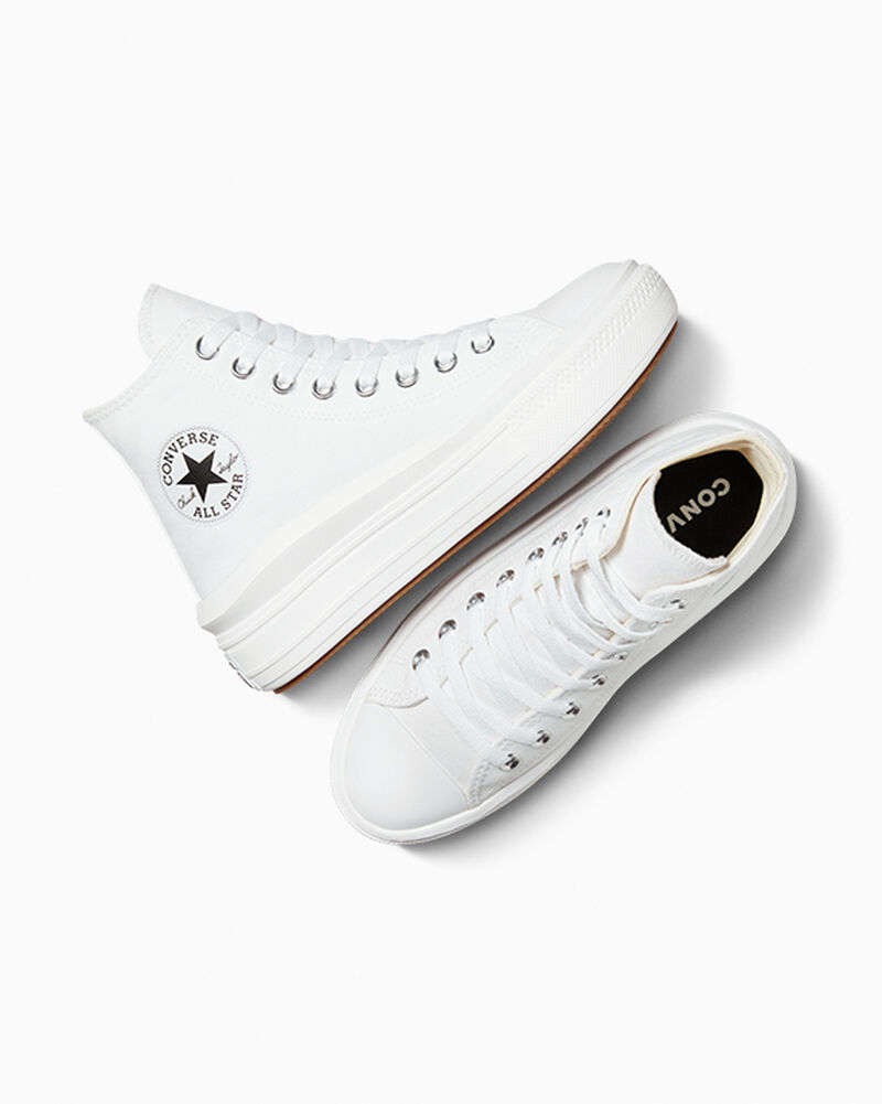 Dámské Vysoké Converse ​Chuck Taylor All Star Move Bílé Béžový Bílé Černé | 4217-WYCDN