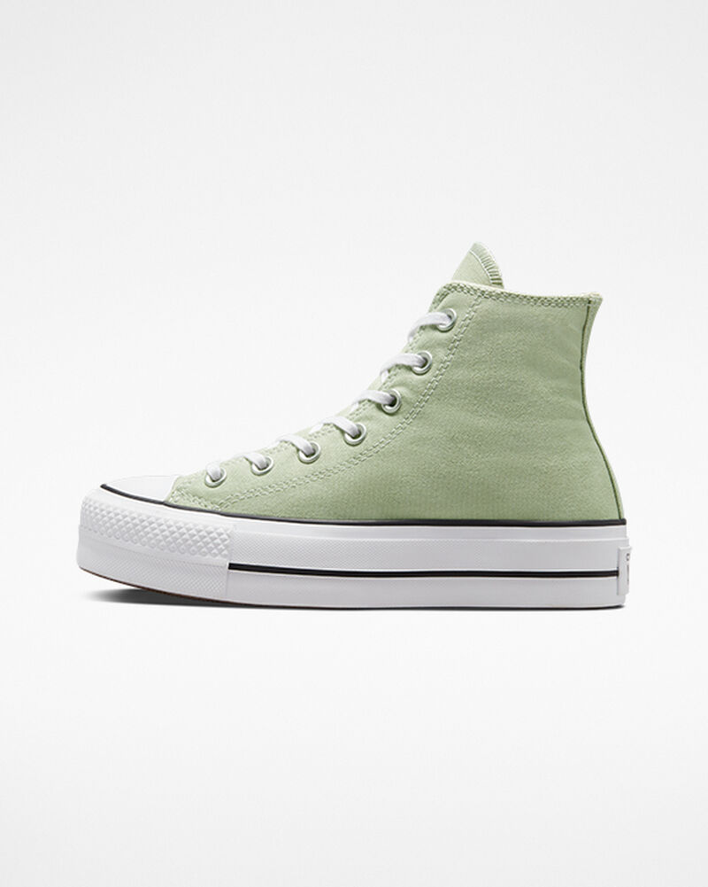 Dámské Vysoké Converse ​Chuck Taylor All Star Lift Platene Olivy Zelené Bílé Černé | 5193-WHRZY