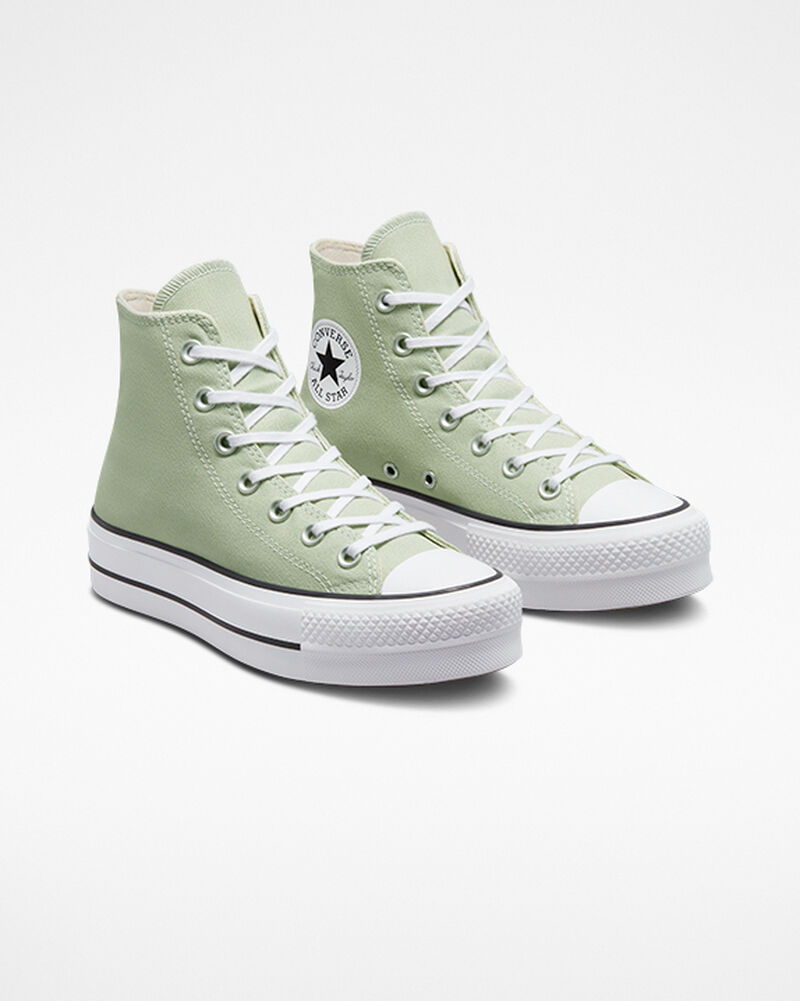 Dámské Vysoké Converse ​Chuck Taylor All Star Lift Platene Olivy Zelené Bílé Černé | 5193-WHRZY