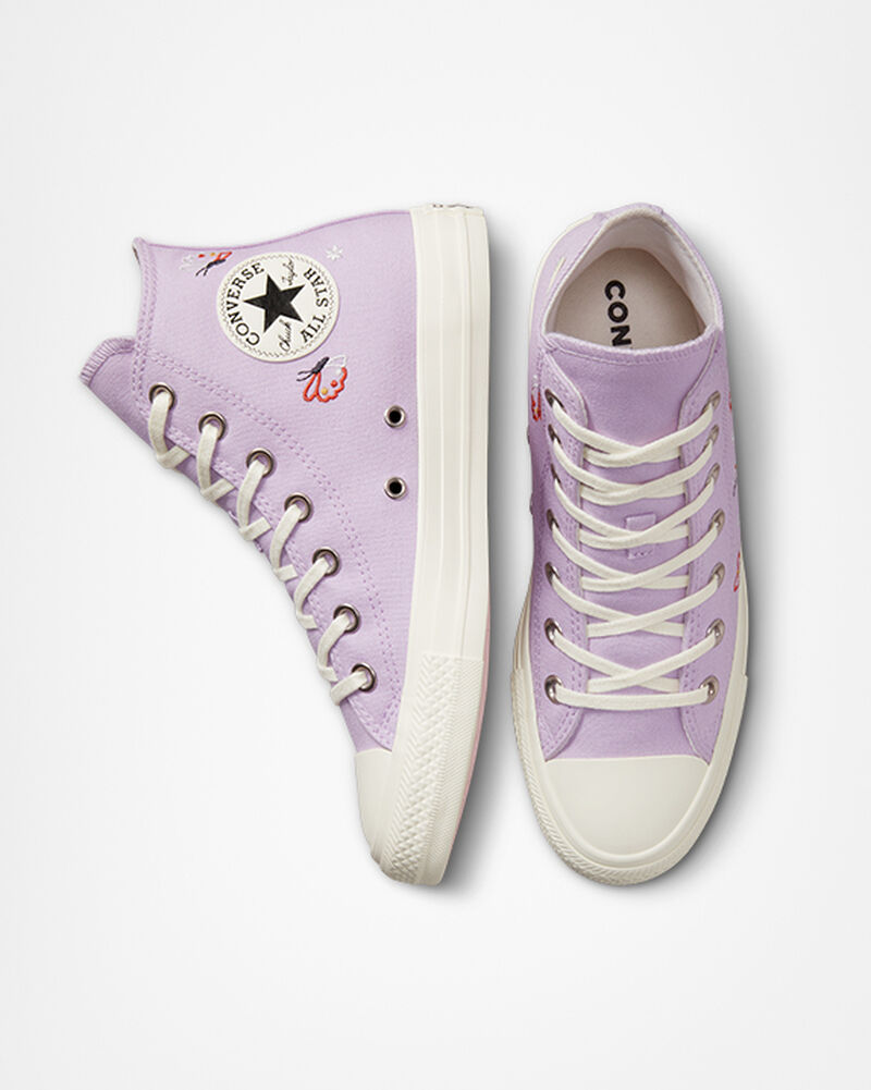 Dámské Vysoké Converse ​Chuck Taylor All Star Butterfly Wings Fialové Bílé Černé | 5307-NALGU