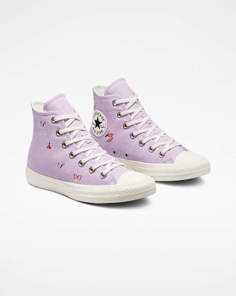 Dámské Vysoké Converse ​Chuck Taylor All Star Butterfly Wings Fialové Bílé Černé | 5307-NALGU