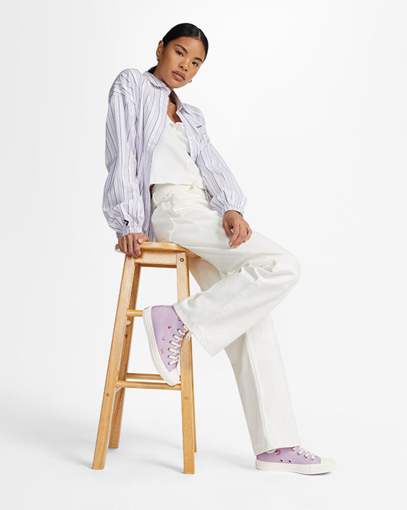 Dámské Vysoké Converse ​Chuck Taylor All Star Butterfly Wings Fialové Bílé Černé | 5307-NALGU