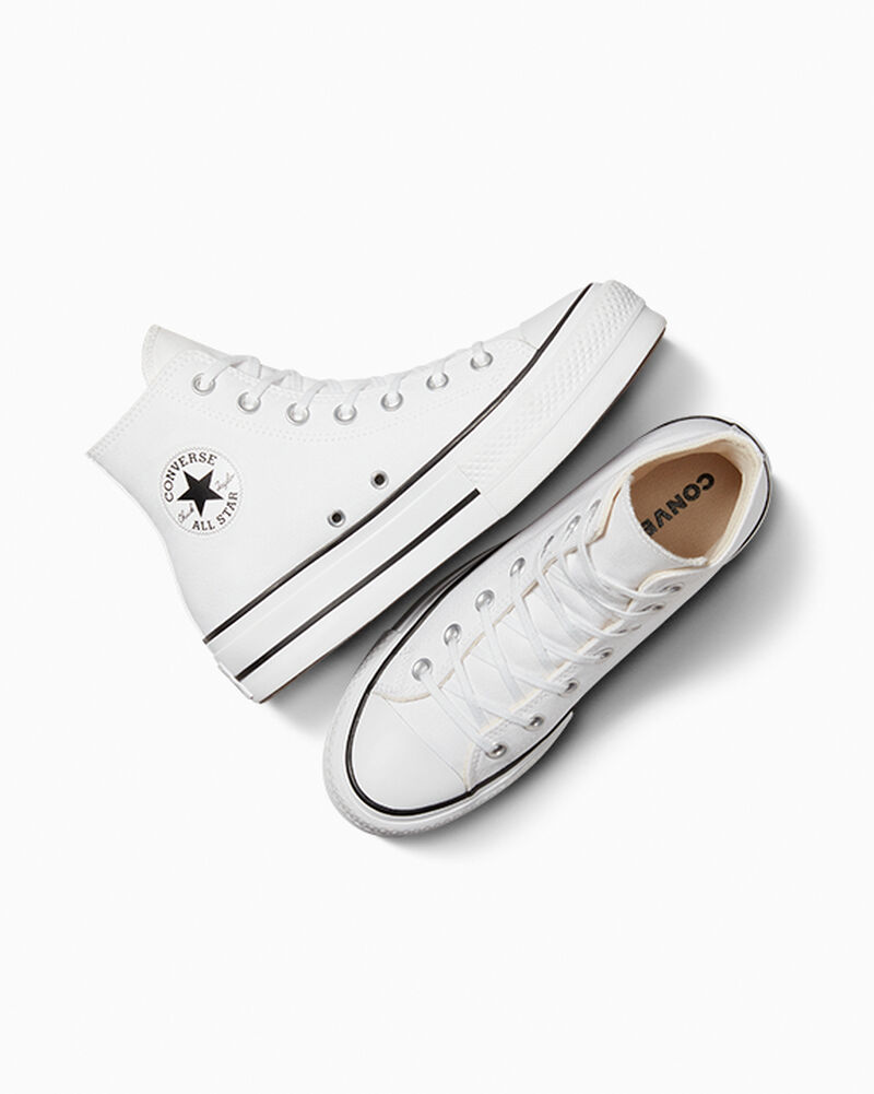 Dámské Vysoké Converse ​Chuck Taylor All Star Lift Platene Bílé Černé Bílé | 5802-TJERW