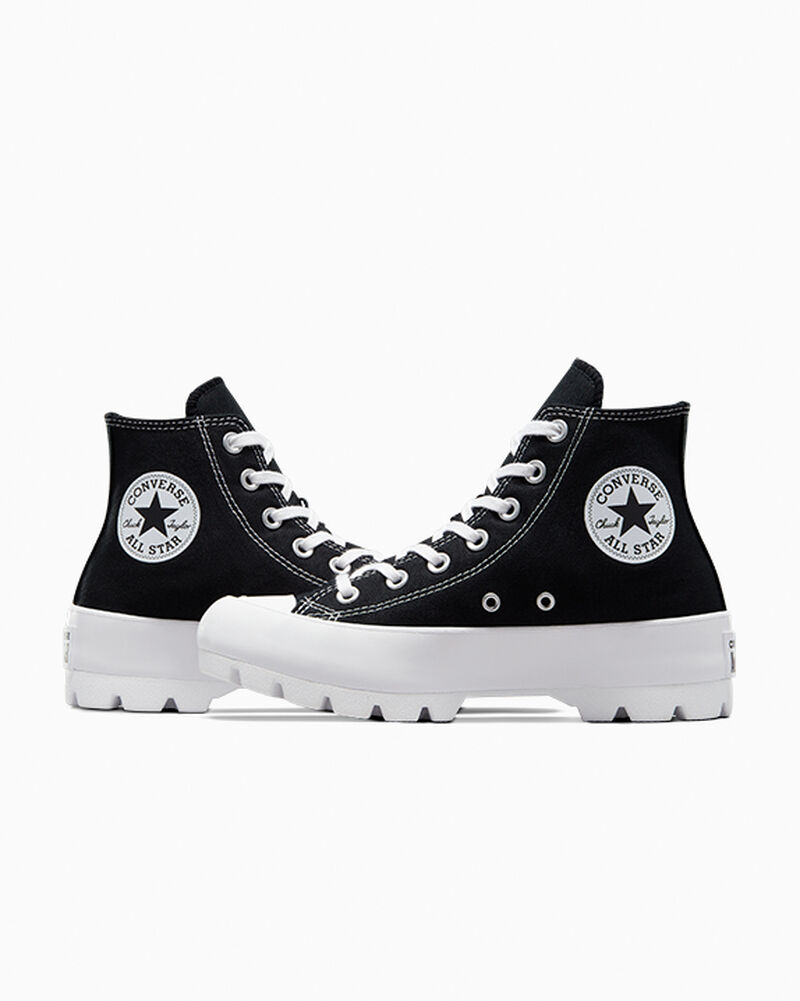 Dámské Vysoké Converse ​Chuck Taylor All Star Lugged Černé Bílé Černé | 7263-AKWRT