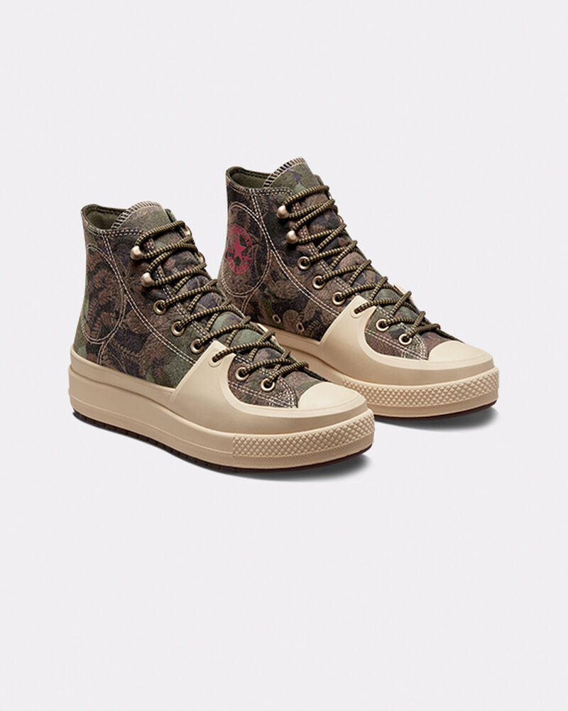 Dámské Vysoké Converse ​Chuck Taylor All Star Construct Black Joy Unisex Oat Milk/Roasted/Grassy | 7351-HUKJB