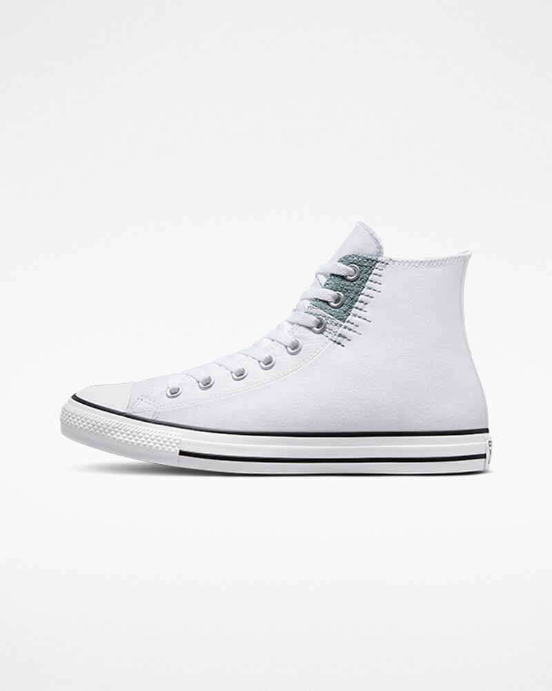 Dámské Vysoké Converse ​Chuck Taylor All Star Stitched Patch Unisex Bílé Šedé Černé | 8720-GDMKW