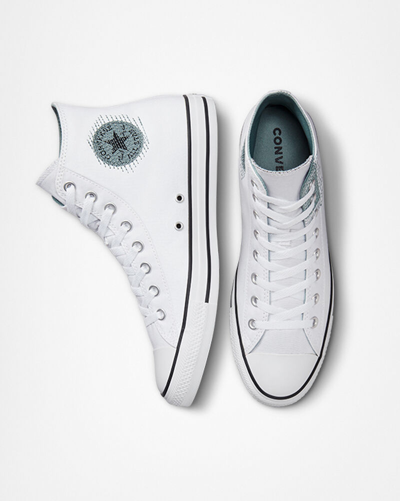 Dámské Vysoké Converse ​Chuck Taylor All Star Stitched Patch Unisex Bílé Šedé Černé | 8720-GDMKW