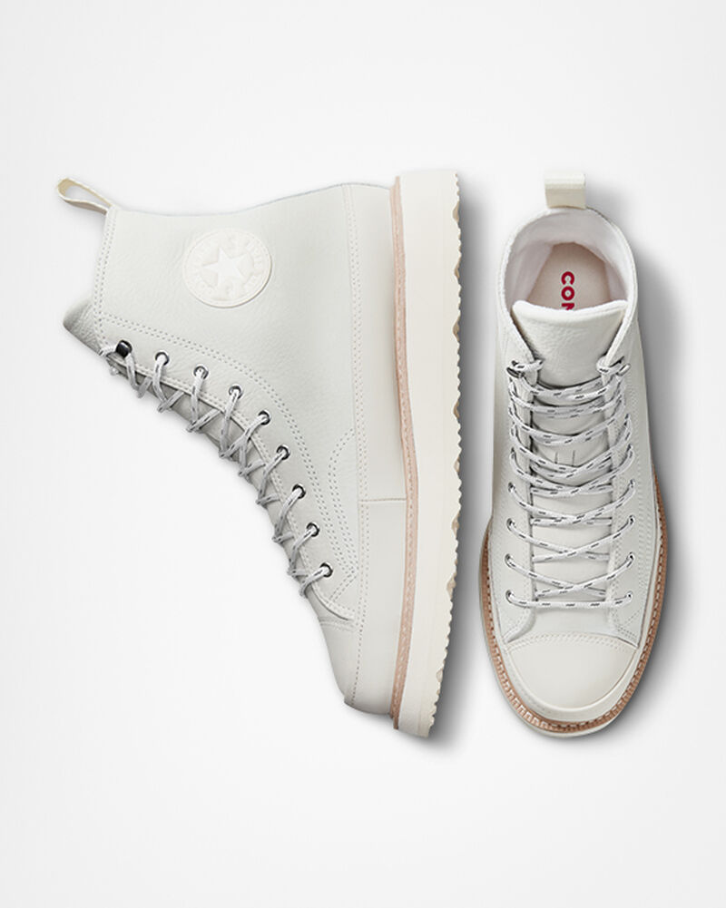 Dámské Vysoké Converse ​Chuck Taylor Crafted Boot Unisex Béžový Bílé Růžové | 2675-BXZHL