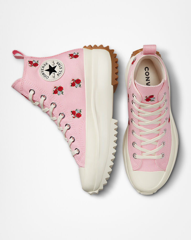 Dámské Vysoké Converse ​Run Star Hike Embroidered Floral Růžové Červené | 0862-RZUGK