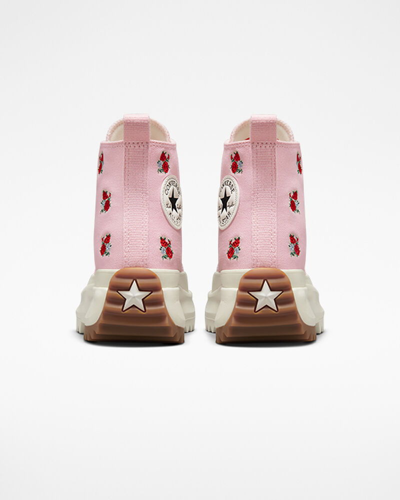 Dámské Vysoké Converse ​Run Star Hike Embroidered Floral Růžové Červené | 0862-RZUGK