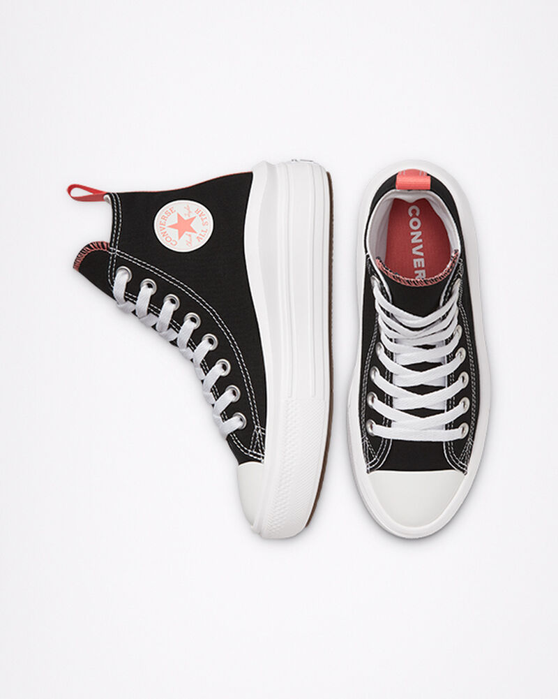 Dětské Boty Na Platformy Converse ​Chuck Taylor All Star Move Big Kids Černé Růžové Světle Blankyt Bílé | 1783-YDWMZ
