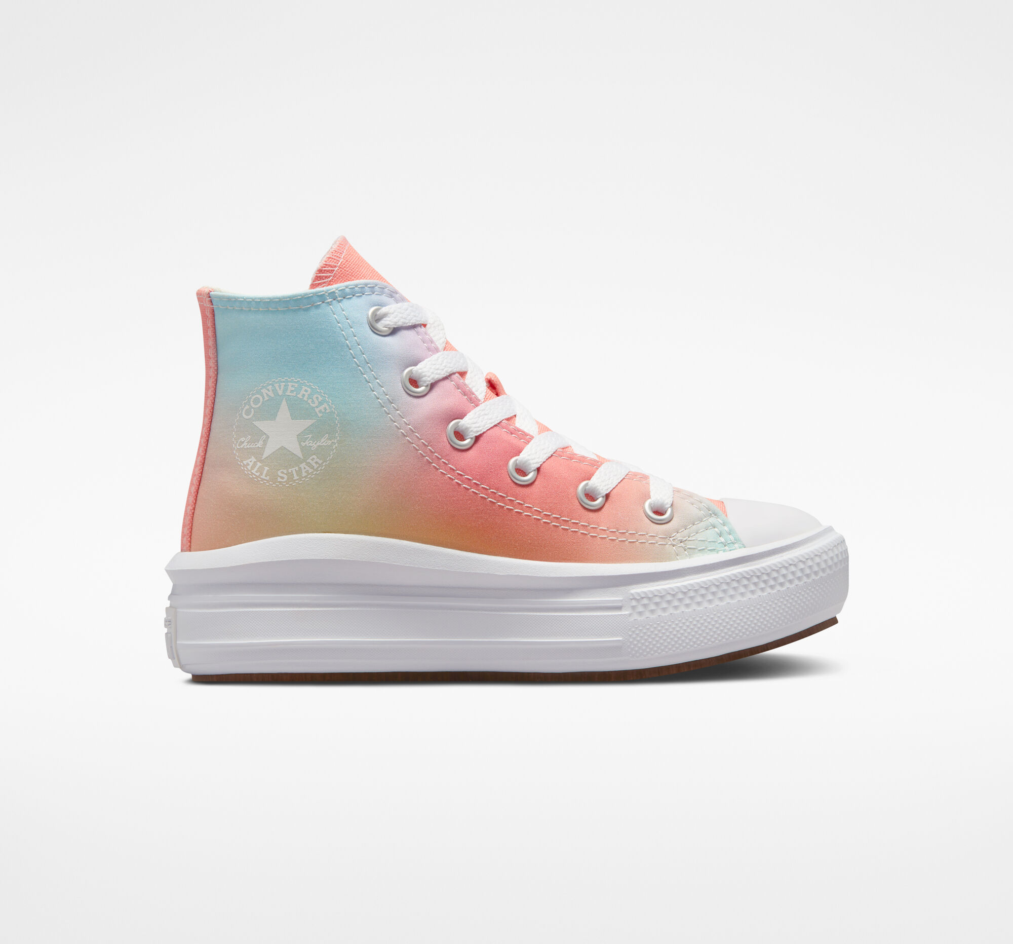 Dětské Boty Na Platformy Converse ​Chuck Taylor All Star Move Rainbow Ombre Little Kids Bílé | 3709-BGPJS
